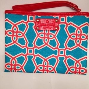 KATE SPADE blue and red wristlet clutch